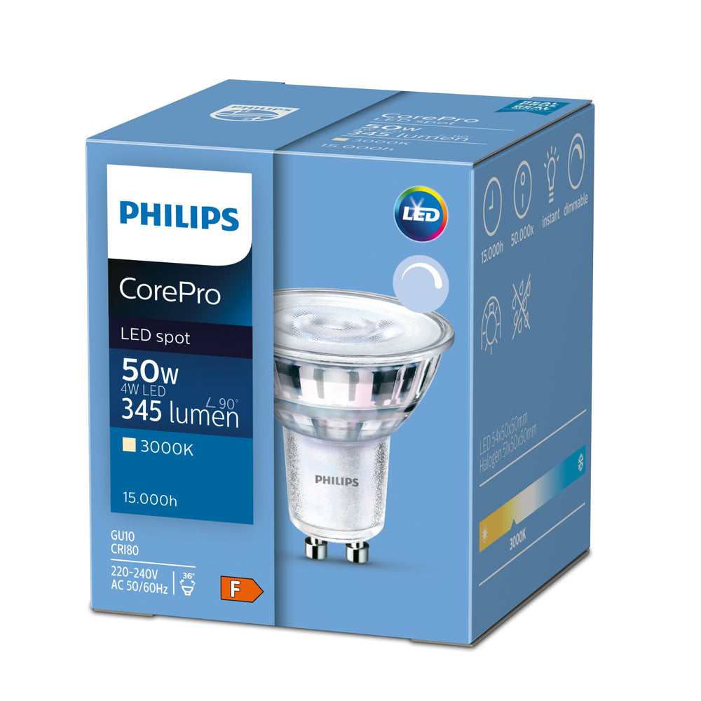Philips CorePro LED spot GU4 MR11 2.3W 2700K 184 lumens 36D Warm White non-dimmable 12V CE RoHS