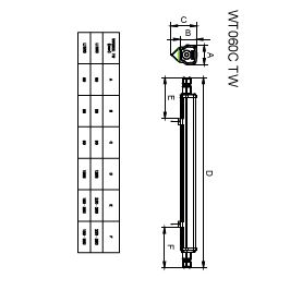 Philips WT060C LED waterproof batten light, 46W 4000K, 5600 lumens, IP66 IK08, 1558mm Gray