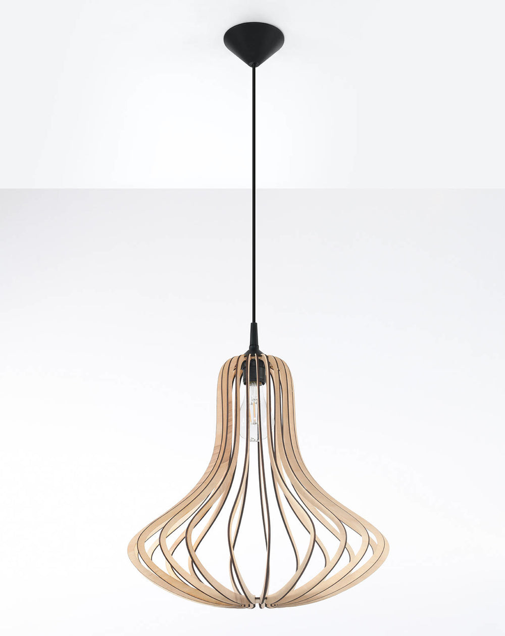 Sollux lighting LED pendant lamp ELZA with E27 fitting, warm wood finish