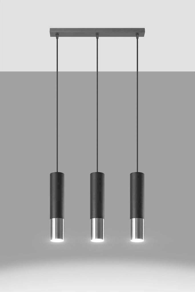 Led hanglamp zwart chrome loopez 3x gu10 fitting by sollux lighting
