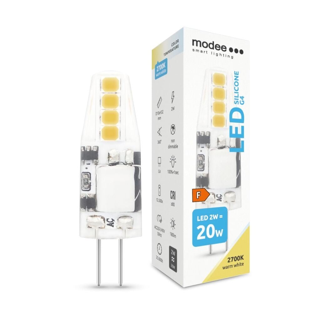 Modee LED G4 2W bulb 180 lumen 2700K warm white light 12V