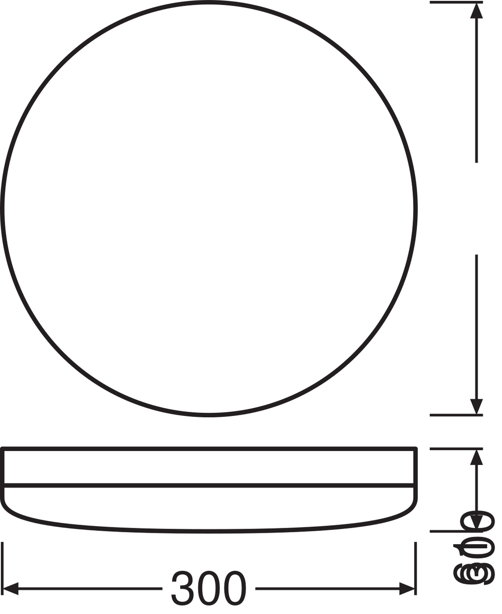 LED-Bulkhead-Decken- oder Wandleuchte, Weiß, IP65 IK10, 24W 1800 Lumen, 3000K warmweiß, Ø300mm