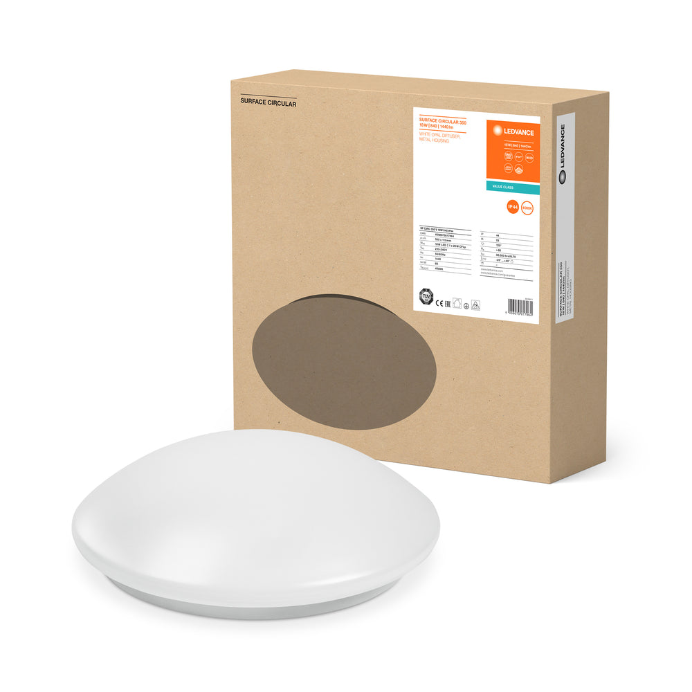 LED-Bulkhead-Aufbauleuchte rund Ø400 Weiß 24W 1920 Lumen 3000K IP44 für Innen- und Außenbeleuchtung