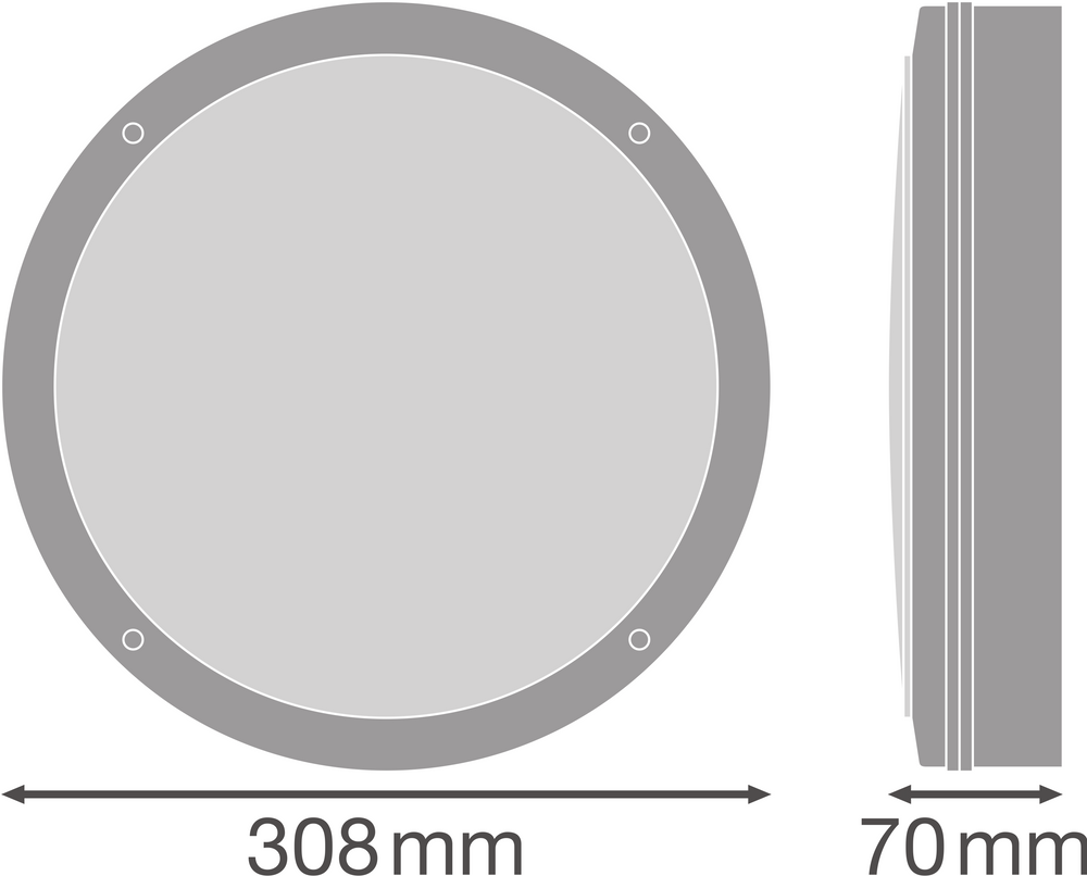 LED Deckenaufbauleuchte 300mm Weiß, 15W 1400 Lumen, 4000K Kaltweiß, IP65