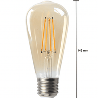 lcb led filament glühbirne e27 st64 6w 2200k extra warmweißes licht