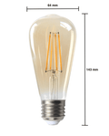 lcb led filament glühbirne e27 st64 6w 2200k extra warmweißes licht