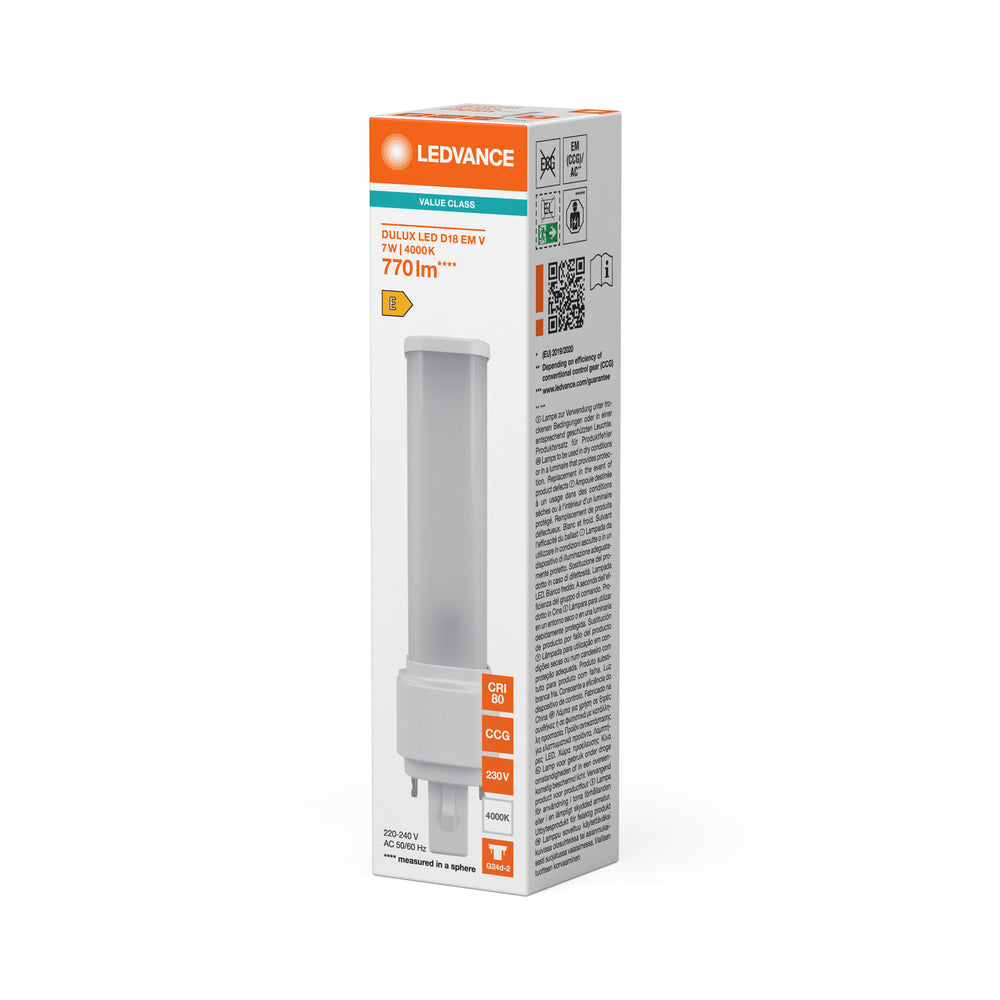 LED PLC 7W 840 Cool White G24D-2 2-Pin lamp, 230V, replaces 18W CFL, energy saving lighting for you