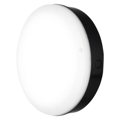 LED Wandleuchte Bulkhead mit Sensor, 10W 800 Lumen, 3000K Warmweiß, IP65 IK10, Schwarz Ø250MM