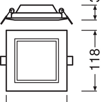 Ledvance Downlight Slim Square 6W 3000K Warmweiß Einbau-Deckenleuchte LED IP20 420 Lumen Weiße Ausführung