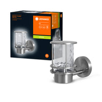 Ledvance ENDURA Classic Post Up E27 outdoor wall light, stainless steel body, clear glass diffuser, IP44