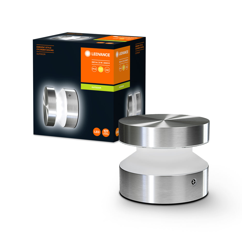 Ledvance ENDURA Style Cylinder Outdoor LED Ceiling Light 6W 3000K IP44 Stainless Steel