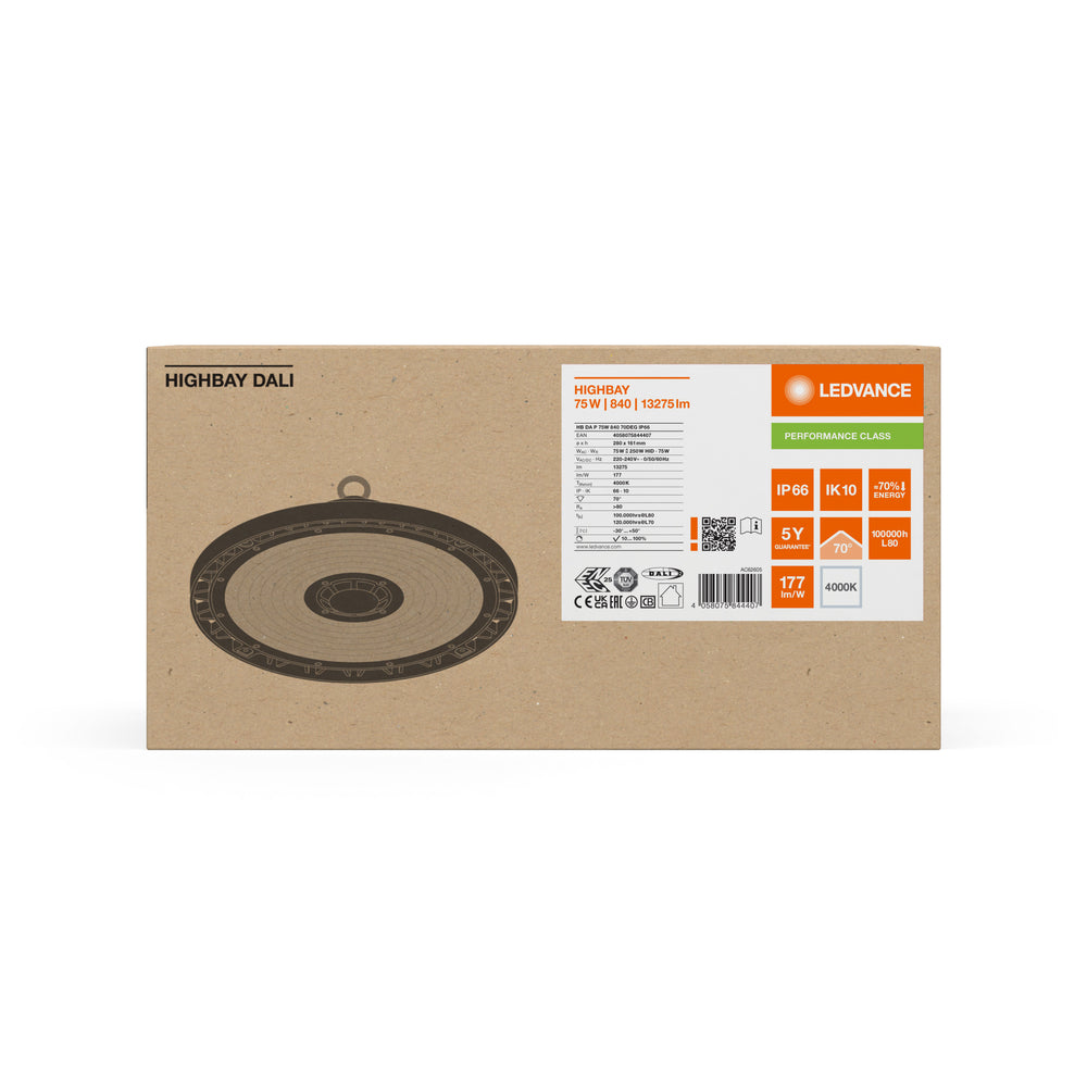 Ledvance HIGH BAY DALI GEN 5 LED 75W 4000K 13275 lumens 70° Black IP66 IK10 Aluminum Industrial Lighting