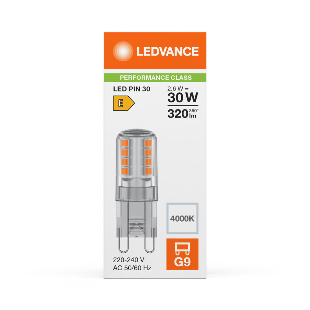 Ledvance LED G9 Pin Bulb 2.6W 4000K Clear 320 lumens 220-240V 300° Non Dimmable Cool White