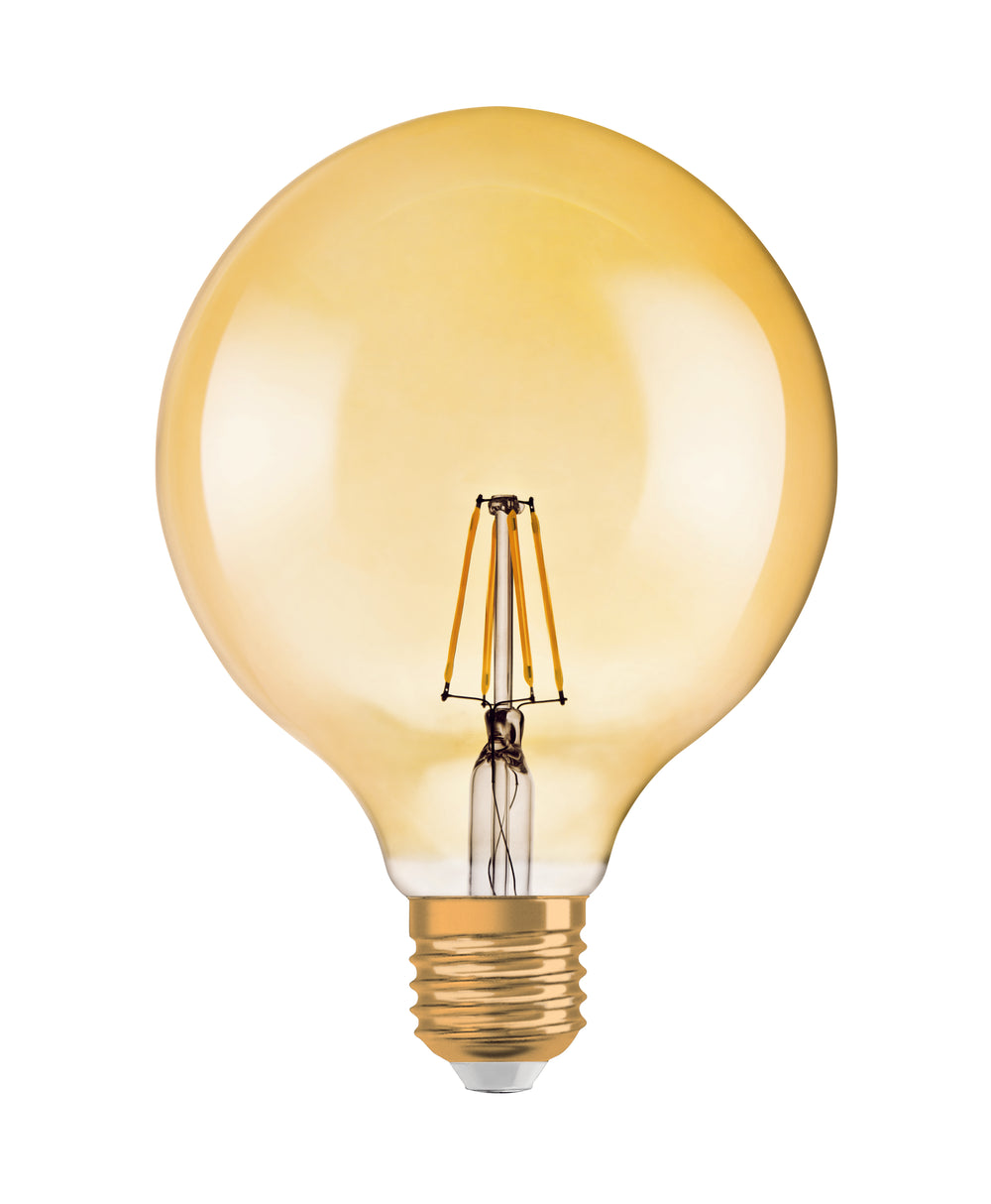 Ledvance Vintage 1906 LED Globe 6.5W E27 2400K Gold Glass Bulb 720 lumens 220-240V IP20 124mm