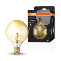 Ledvance Vintage 1906 LED Globe 6.5W E27 2400K Gold Glass Bulb 720 lumens 220-240V IP20 124mm