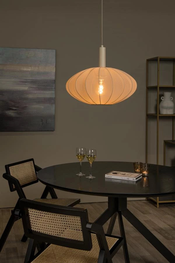 Lucide CORINA LED pendant lamp Ø50cm, E27, dimmable, 40W, 230V, adjustable height, cream modern design