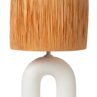 Lucide LED Tischlampe Ronda mit E27 Fassung, Rattanschirm, Keramikfuß, 28x28x45cm Weiß für den Innenbereich