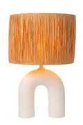 Lucide LED Tischlampe Ronda mit E27 Fassung, Rattanschirm, Keramikfuß, 28x28x45cm Weiß für den Innenbereich