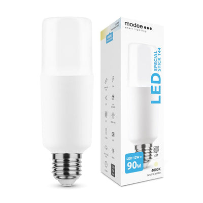Modee LED lamp stick E27 T44 12W replaces 90W, 4000K cool white light