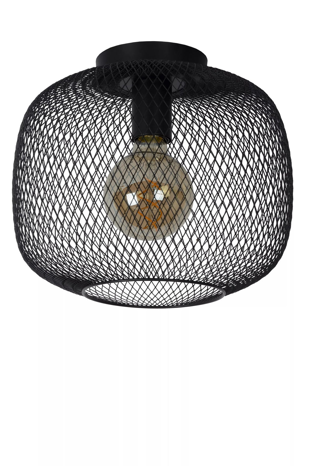 Lucide Deckenleuchte MESH 30cm E27 Fassung schwarz - Durchmesser 30cm moderne Deckenleuchte aus langlebigem Aluminium, IP20, CE zertifiziert