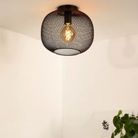 Lucide Deckenleuchte MESH 30cm E27 Fassung schwarz - Durchmesser 30cm moderne Deckenleuchte aus langlebigem Aluminium, IP20, CE zertifiziert