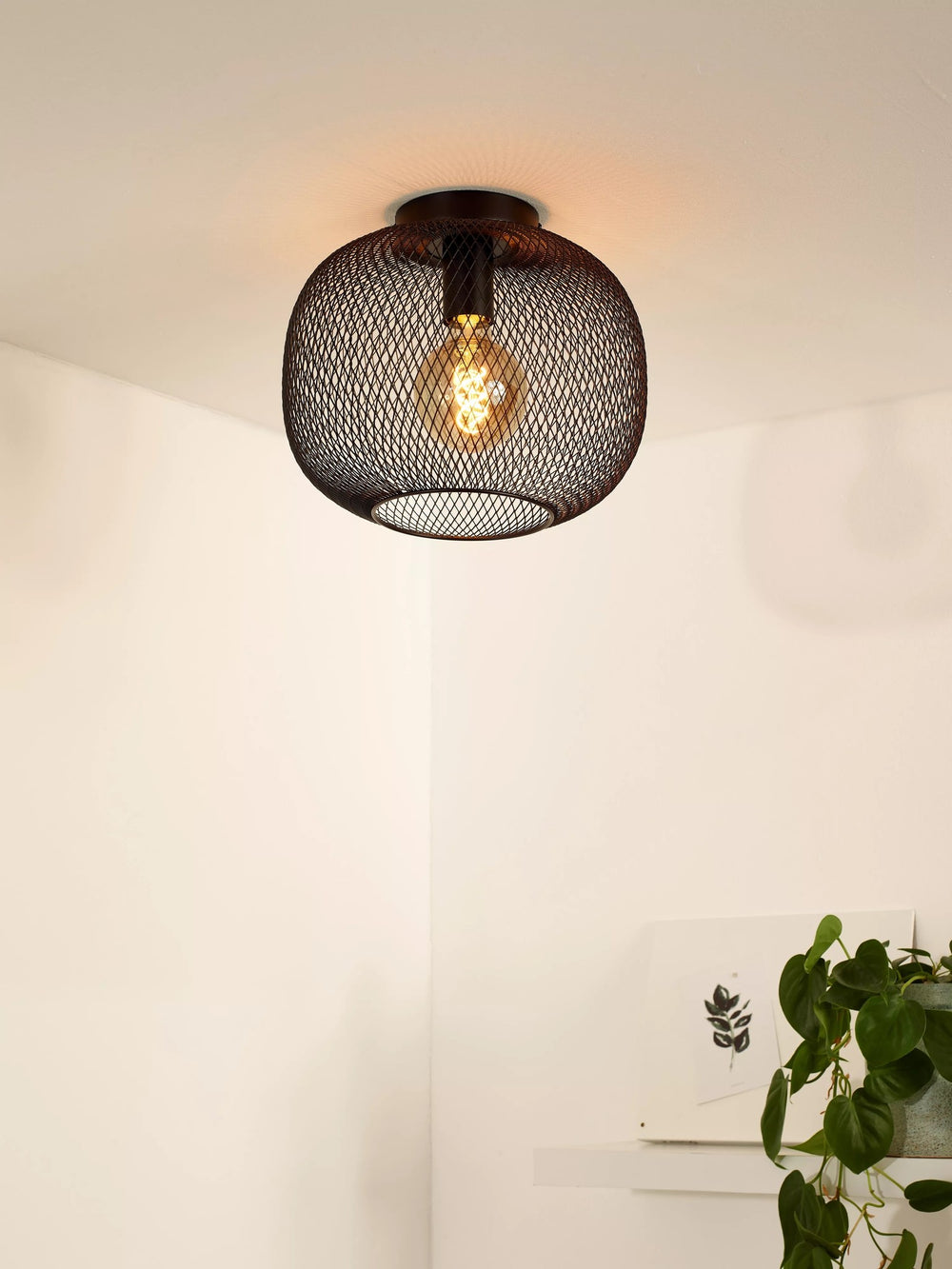 Lucide Deckenleuchte MESH 30cm E27 Fassung schwarz - Durchmesser 30cm moderne Deckenleuchte aus langlebigem Aluminium, IP20, CE zertifiziert