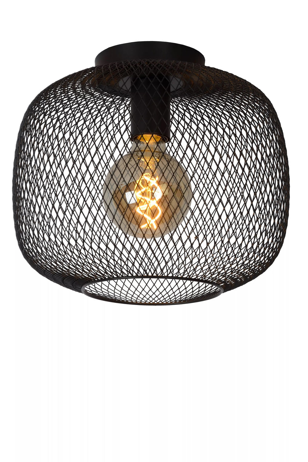 Lucide Deckenleuchte MESH 30cm E27 Fassung schwarz - Durchmesser 30cm moderne Deckenleuchte aus langlebigem Aluminium, IP20, CE zertifiziert