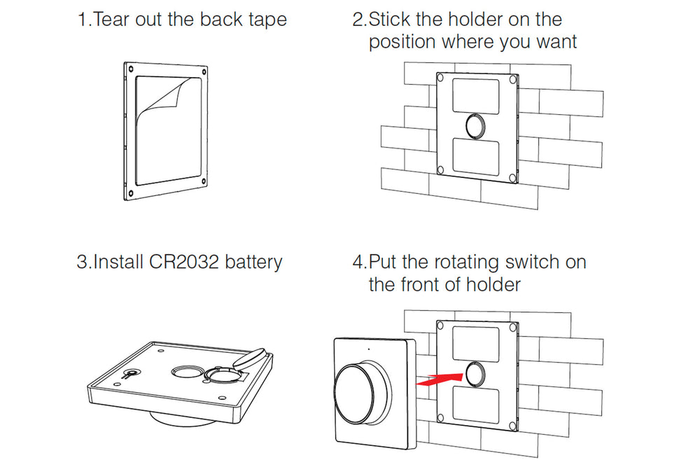 Tsong kabelloser CCT-Dimmer Wandsteuerung schwarz 220-240V AC kompatibel