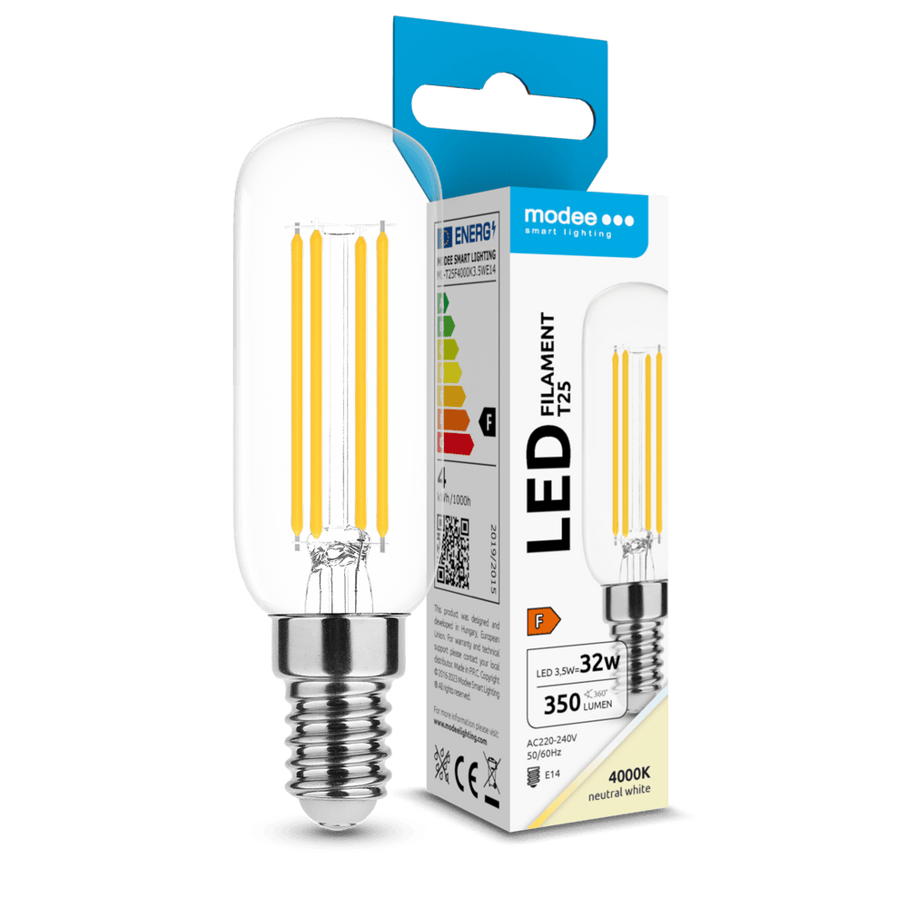 Modee Filament LED Röhre T25 3,5W E14 4000K 350 Lumen 360° Glaslampe IP20 >80CRI