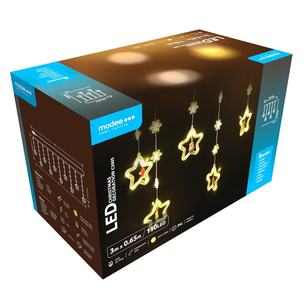 Modee LED Christmas decoration 110LED 3m warm white with adapter IP44 indoor outdoor string light