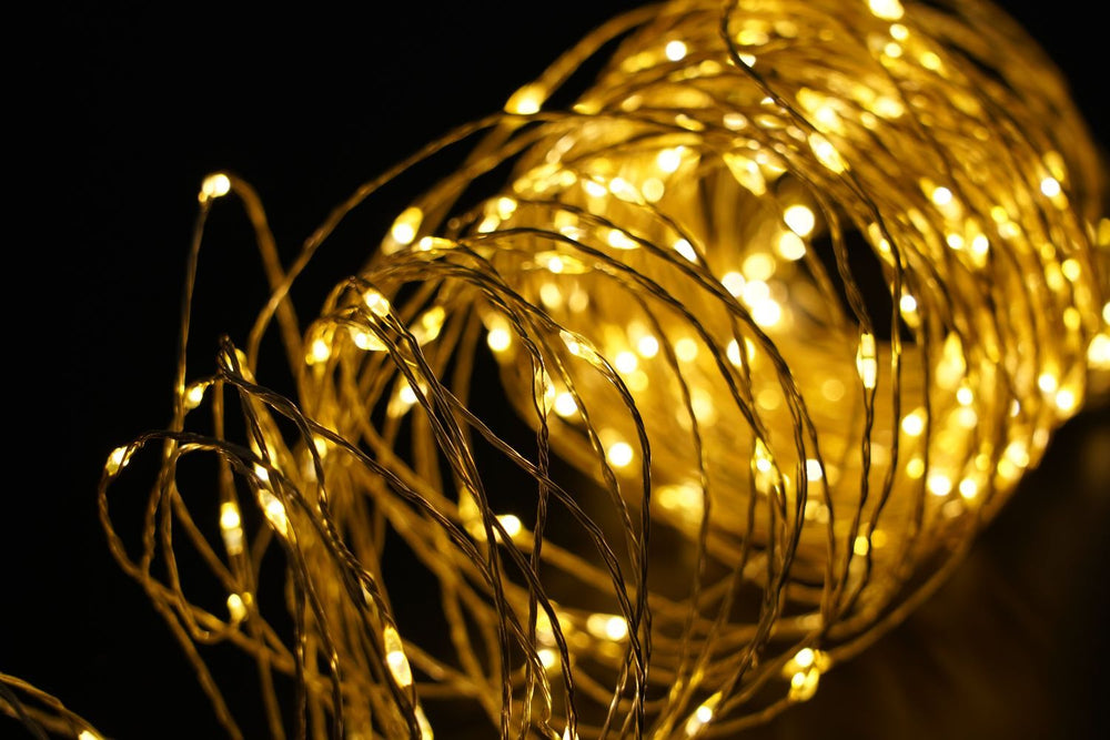 Modee LED Christmas String Light 100 LEDs 10m Copper Wire Warm White 2550K IP44 with Adapter