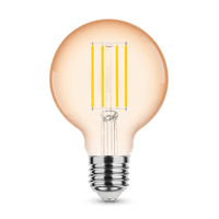 Modee LED Filament Amber Globe G80 4W E27 1800K 360 Lumen 320° Glühbirne aus Glas Nicht dimmbar