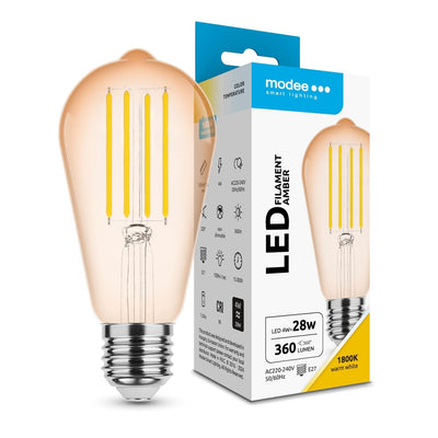 Modee LED Filamentlampe Bernstein ST58 4W E27 1800K 360 Lumen 320° Glas 220-240V Nicht dimmbar