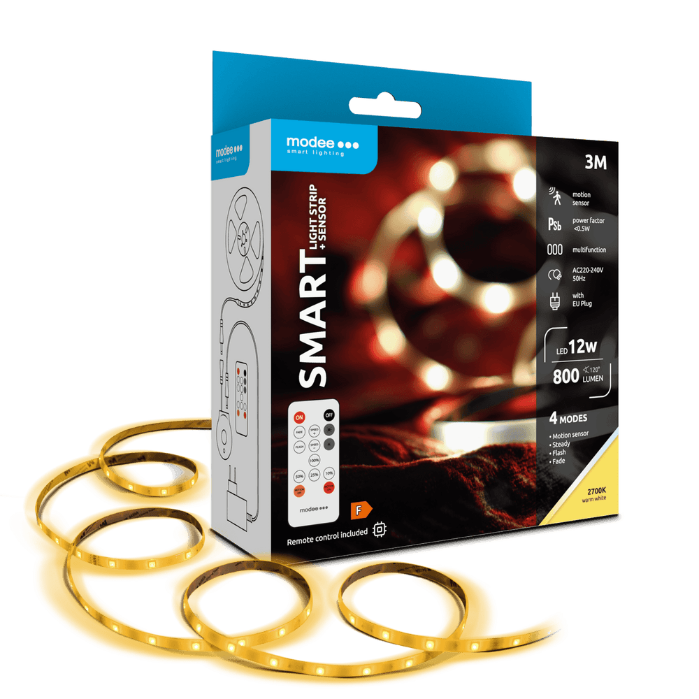 Modee LED Smart Strip 12W IP20 2700K 800 Lumen 3M mit Fernbedienung und Bewegungssensor