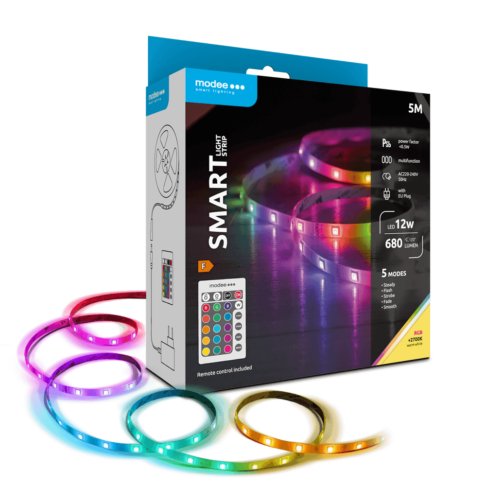 Modee LED Smart Strip 12W IP20 2700K+RGB 680 lumens 5M with remote control