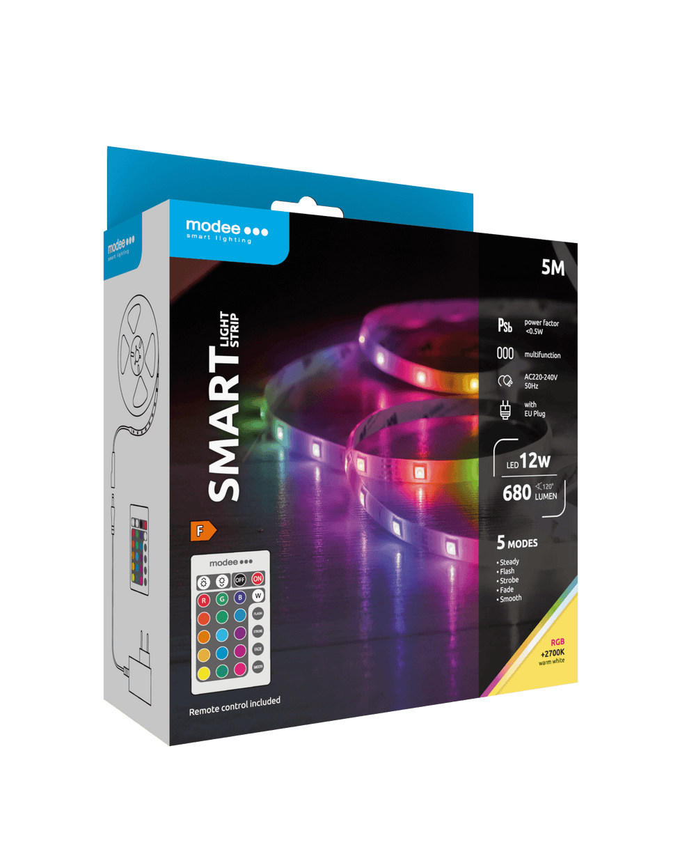 Modee LED Smart Strip 12W IP20 2700K+RGB 680 lumens 5M with remote control