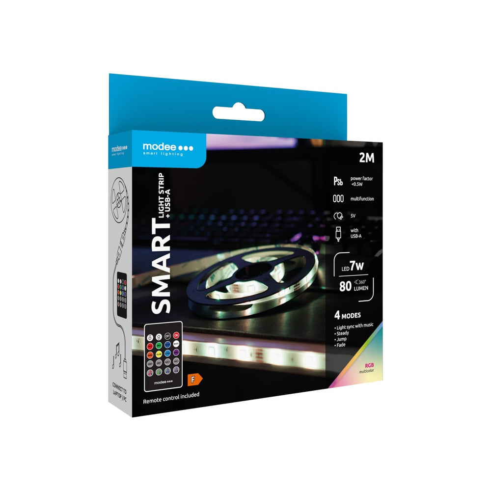 Modee LED Smart Strip 7W IP20 RGB 2M with USB and remote control for colorful accent lighting