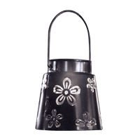 Modee LED Solar Lantern LT008, 2800-3200K Warm White, IP44 Outdoor Metal Round Black, Rechargeable Battery