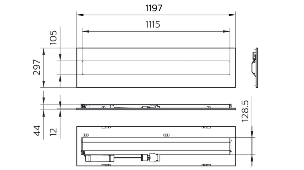 Philips CoreLine RC136B LED recessed panel, 22W-31W DALI dimmable, 3100-4300 lumens, 4000K, 1197x297 White
