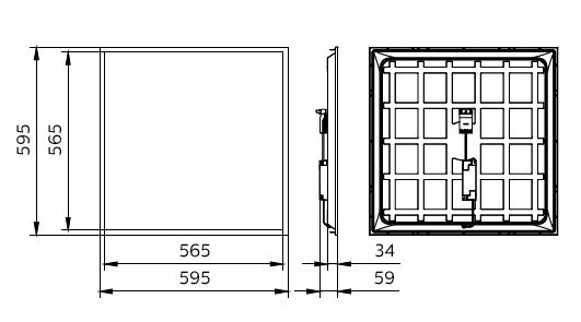 Philips LED panel light 595x595mm 28W 3400 lumens 4000K neutral white IP20 UGR23 White housing
