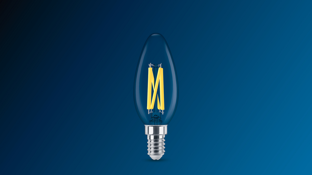Philips MAS LEDLuster 2.5W E27 P45 Clear Glass Bulb, 2200K-2700K Warm Glow, 340 lumens, CRI 90, Dimmable