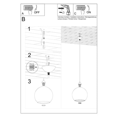 Sollux Lighting LED pendant lamp BALL graphite 50W IP20 aluminum steel
