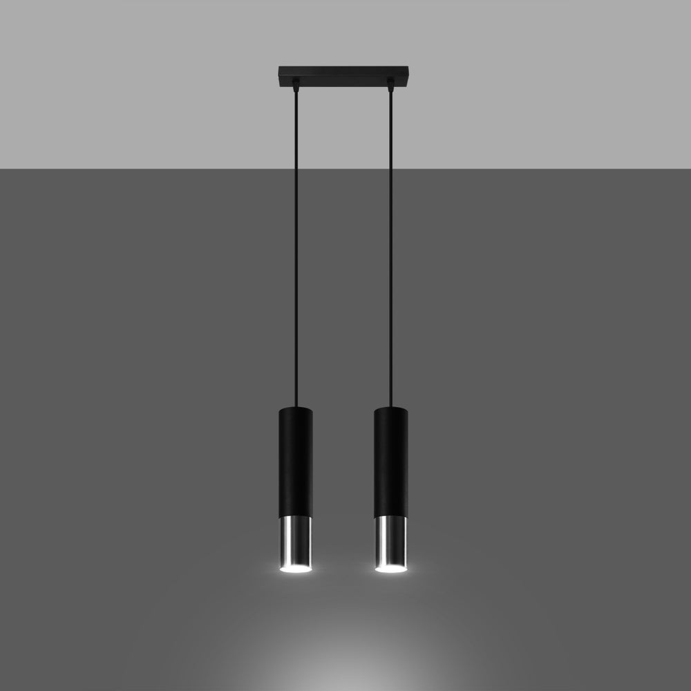 LED hanglamp zwart chrome with 2 x GU10 fitting by Sollux Lighting