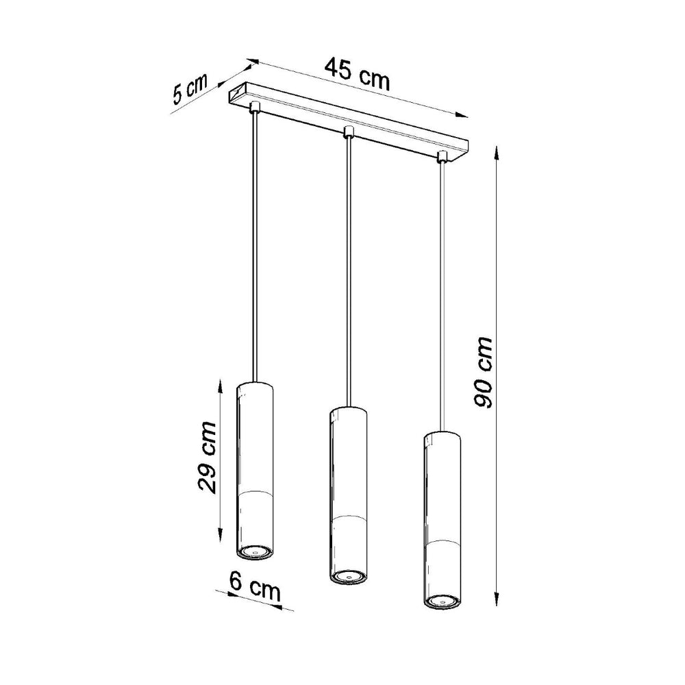 Led hanglamp zwart chrome loopez 3x gu10 fitting by sollux lighting