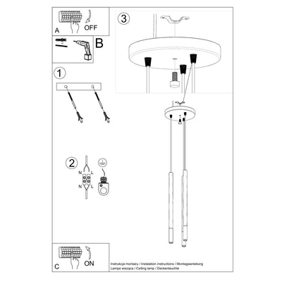 Sollux Lighting black chrome led pendant MOZAICA - E27 socket, 104mm length, 220-240V AC