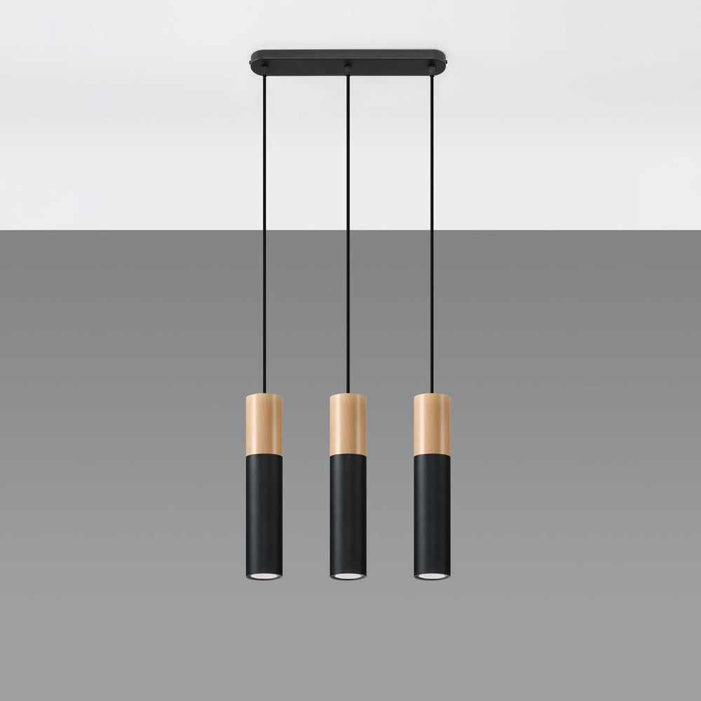 Sollux Lighting Pablo 3 Pendelleuchte schwarz 3 Leuchtmittel 900mm Höhe LED kompatibel