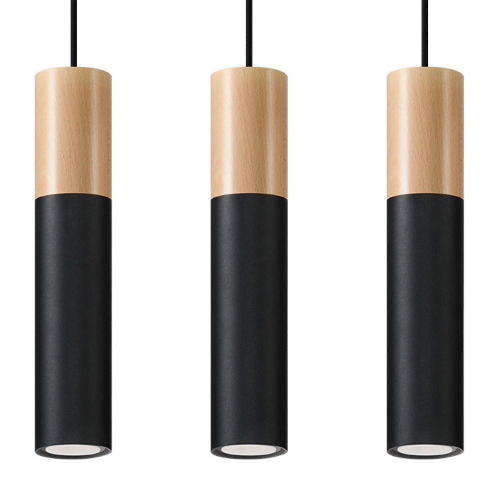 Sollux Lighting Pablo 3 Pendelleuchte schwarz 3 Leuchtmittel 900mm Höhe LED kompatibel