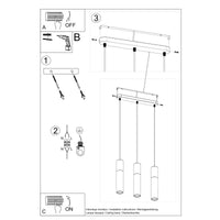 Sollux Lighting Pablo 3 Pendelleuchte schwarz 3 Leuchtmittel 900mm Höhe LED kompatibel