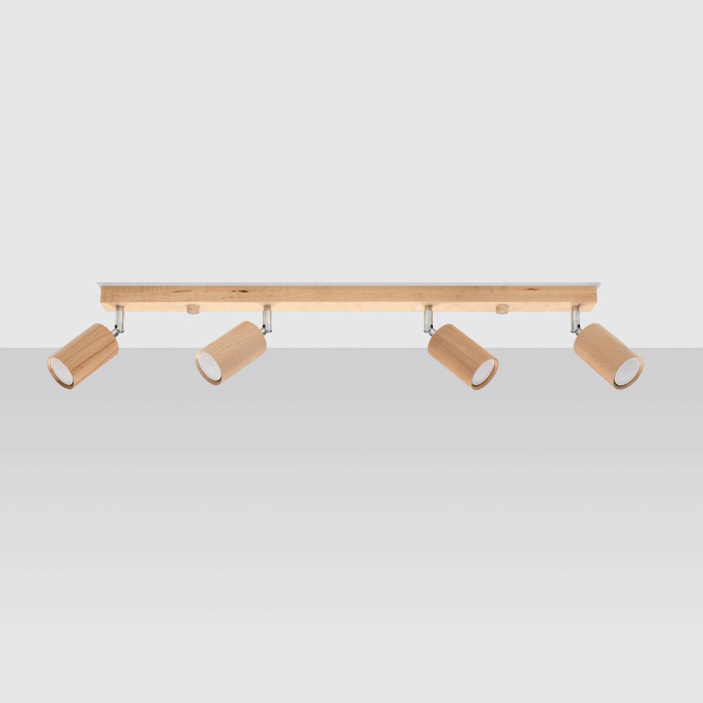 Deckenspot BERG 4 Holz Natur - 4x GU10 Fassung - max. 4x40W - exkl. LED's