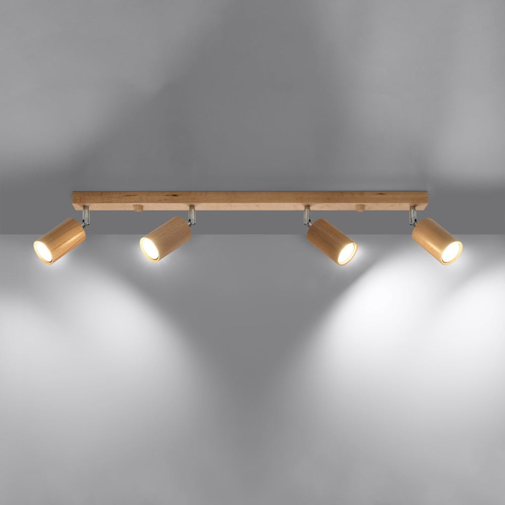 Deckenspot BERG 4 Holz Natur - 4x GU10 Fassung - max. 4x40W - exkl. LED's